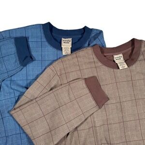 VTG Scandia Woods Sweatshirt Mens XL Bundle 2pc Plaid Blue Brown Grandpacore